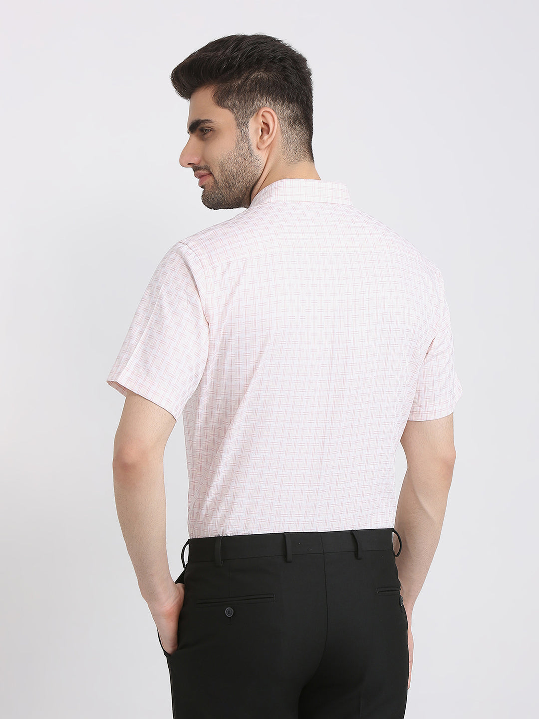 Park Avenue Men Orange Checks Regular Fit Cotton Formal Shirt
