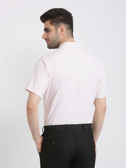 Park Avenue Men Orange Checks Regular Fit Cotton Formal Shirt