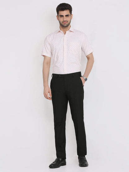 Park Avenue Men Orange Checks Regular Fit Cotton Formal Shirt