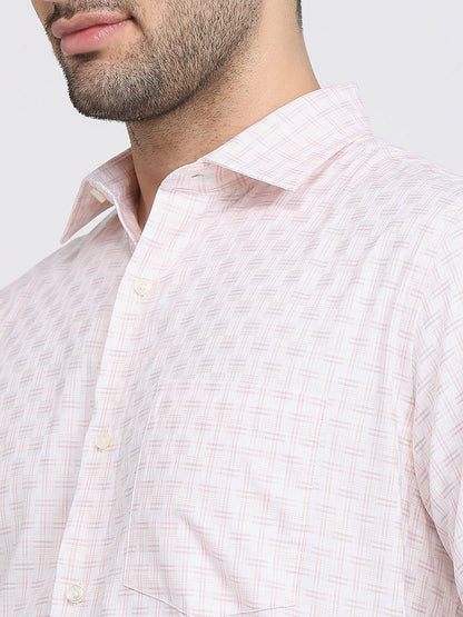 Park Avenue Men Orange Checks Regular Fit Cotton Formal Shirt