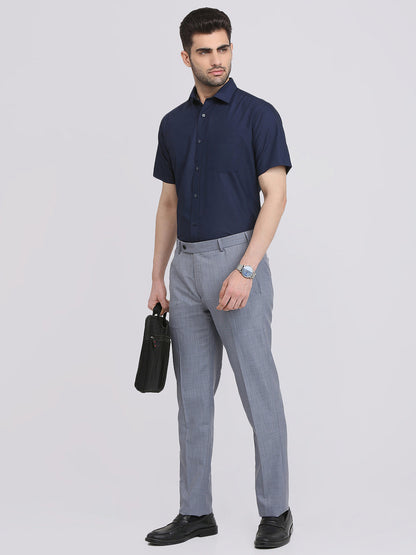 Park Avenue Men Blue Structure Regular Fit Polyester Blend Formal Shirt