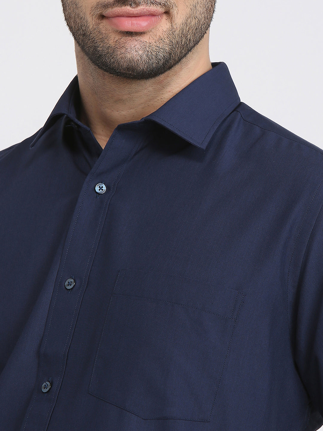 Park Avenue Men Blue Structure Regular Fit Polyester Blend Formal Shirt