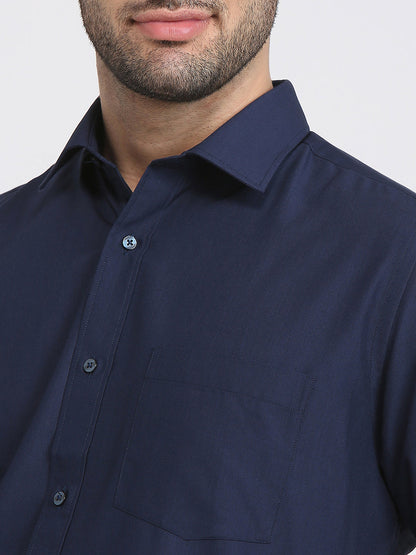 Park Avenue Men Blue Structure Regular Fit Polyester Blend Formal Shirt