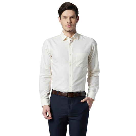 Park Avenue Men Yellow Structure Regular Fit Cotton Shirt