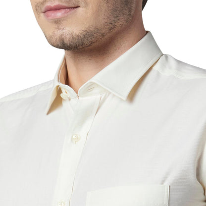 Park Avenue Men Yellow Structure Regular Fit Cotton Shirt