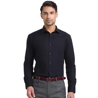 Men Black Slim Fit Cotton Shirts