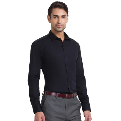 Men Black Slim Fit Cotton Shirts