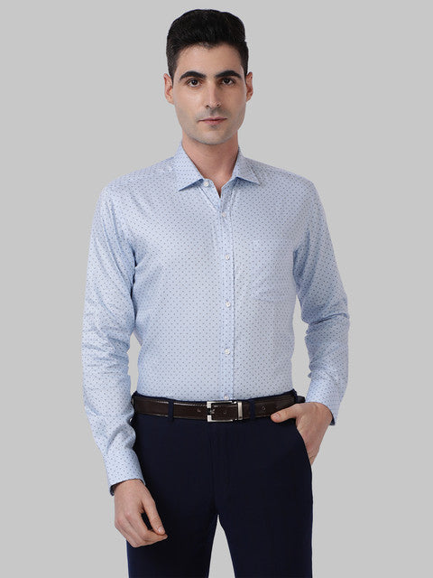 Park Avenue Men Blue Printed Slim Fit Cotton Shirt
