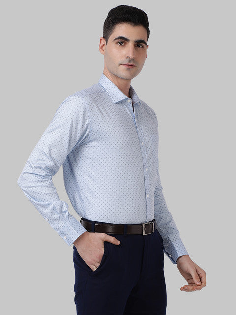 Park Avenue Men Blue Printed Slim Fit Cotton Shirt