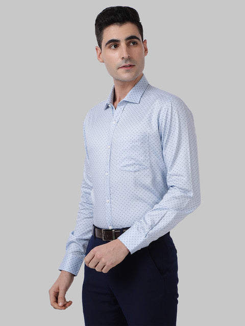 Park Avenue Men Blue Printed Slim Fit Cotton Shirt