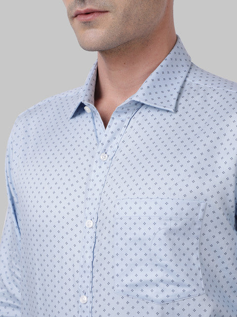 Park Avenue Men Blue Printed Slim Fit Cotton Shirt