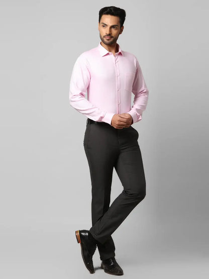 Men Red Slim Fit Structure Cotton Shirts