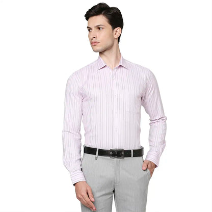 Men Red Slim Fit Stripe Cotton Shirts