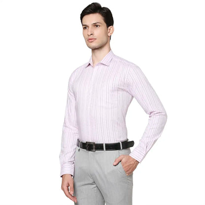 Men Red Slim Fit Stripe Cotton Shirts