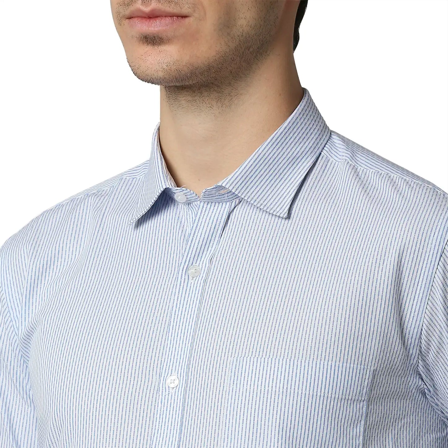 Men Blue Slim Fit Stripe Cotton Shirts