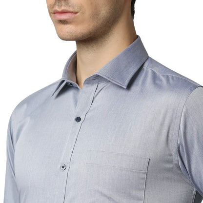 Men Blue Slim Fit Structure Cotton Shirts