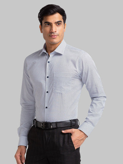 Park Avenue Men Blue Printed Slim Fit Cotton Shirt