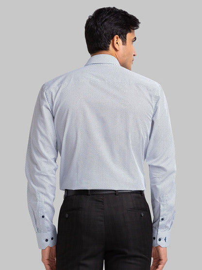 Park Avenue Men Blue Printed Slim Fit Cotton Shirt