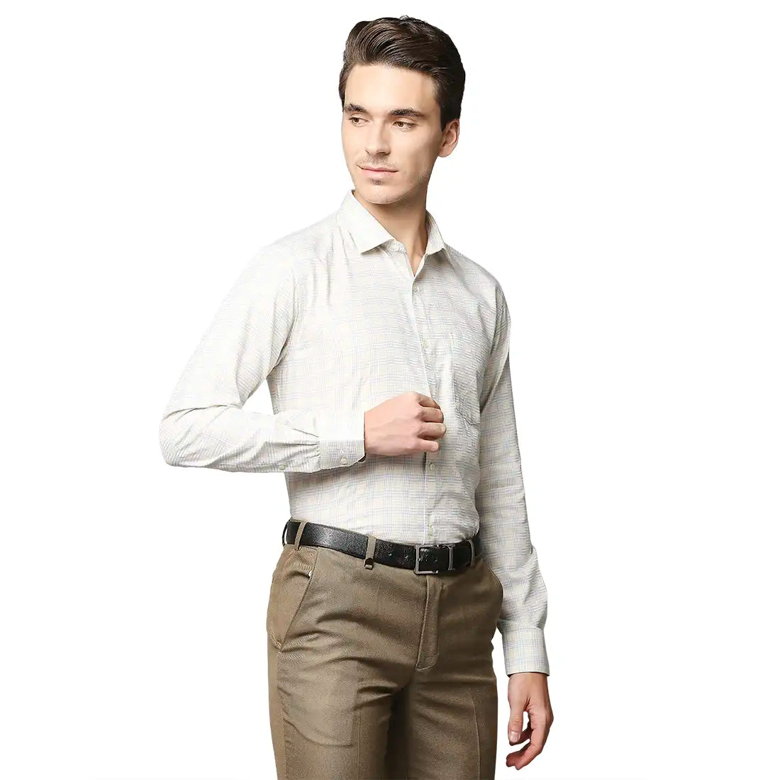 Men Yellow Slim Fit Checks Cotton Shirts
