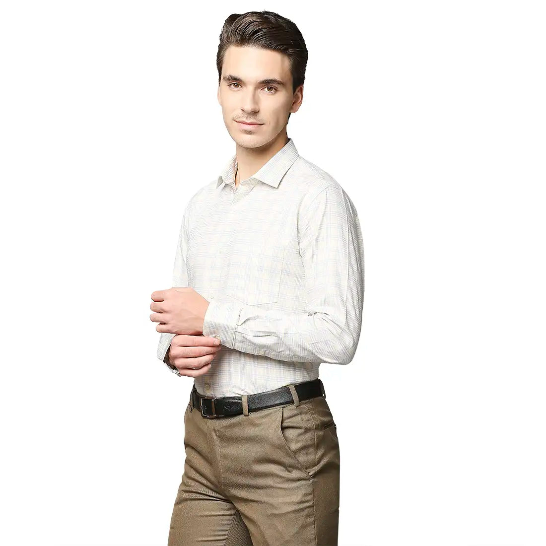 Men Yellow Slim Fit Checks Cotton Shirts