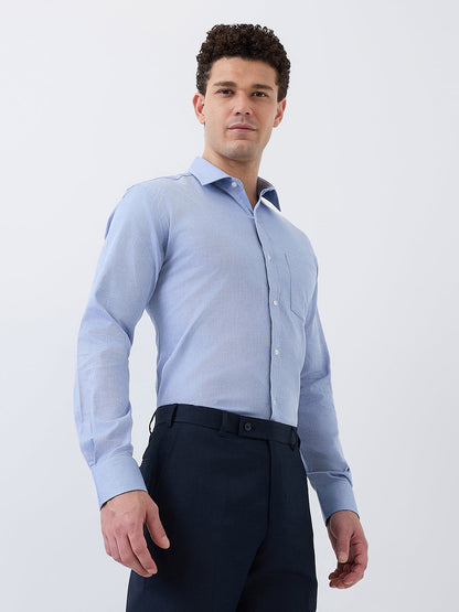 Park Avenue Men Blue Structure Slim Fit Cotton Blend Shirt