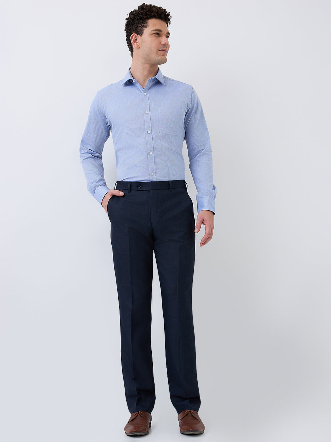 Park Avenue Men Blue Structure Slim Fit Cotton Blend Shirt