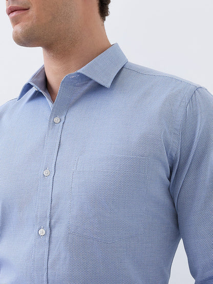 Park Avenue Men Blue Structure Slim Fit Cotton Blend Shirt