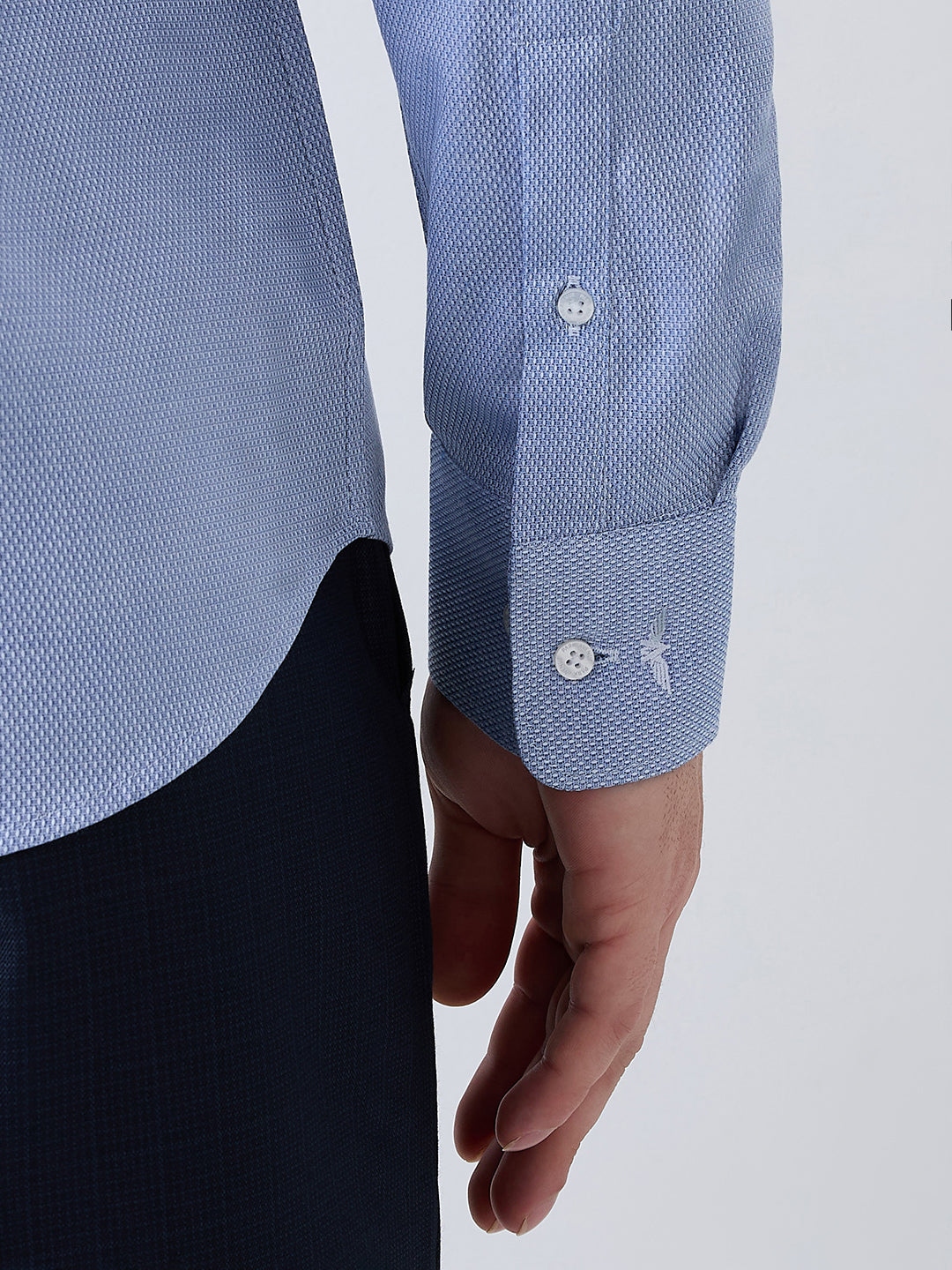 Park Avenue Men Blue Structure Slim Fit Cotton Blend Shirt