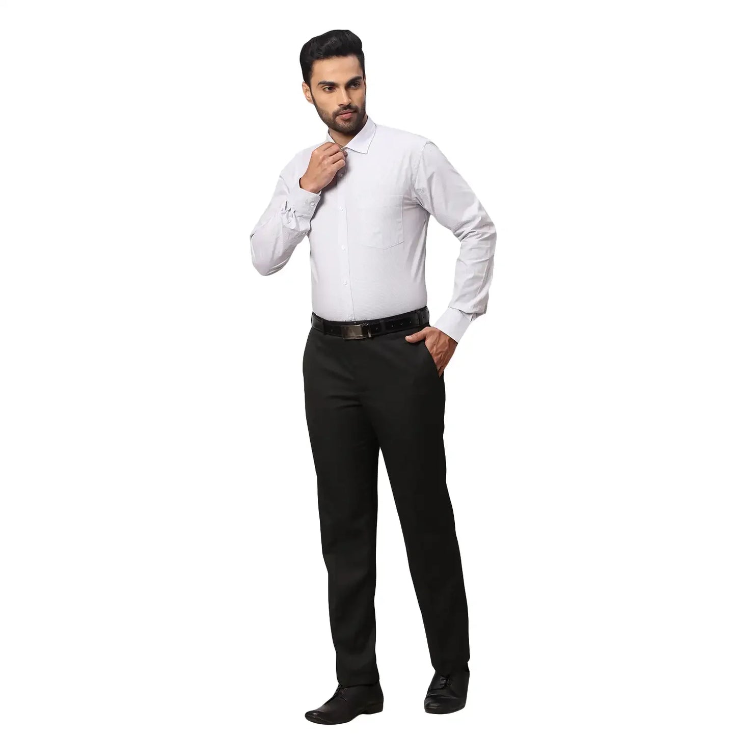 Men Grey Slim Fit Cotton Shirts