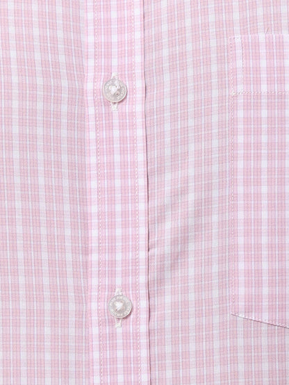 Park Avenue Men Pink Checkered Slim Fit Cotton Formal Shirt