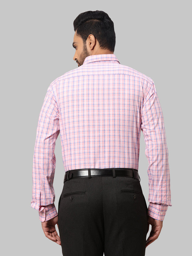 Park Avenue Men Pink Checkered Slim Fit Cotton Formal Shirt