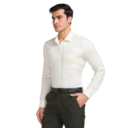 Park Avenue Men Yellow Slim Fit Structured Cotton Formal Shirt