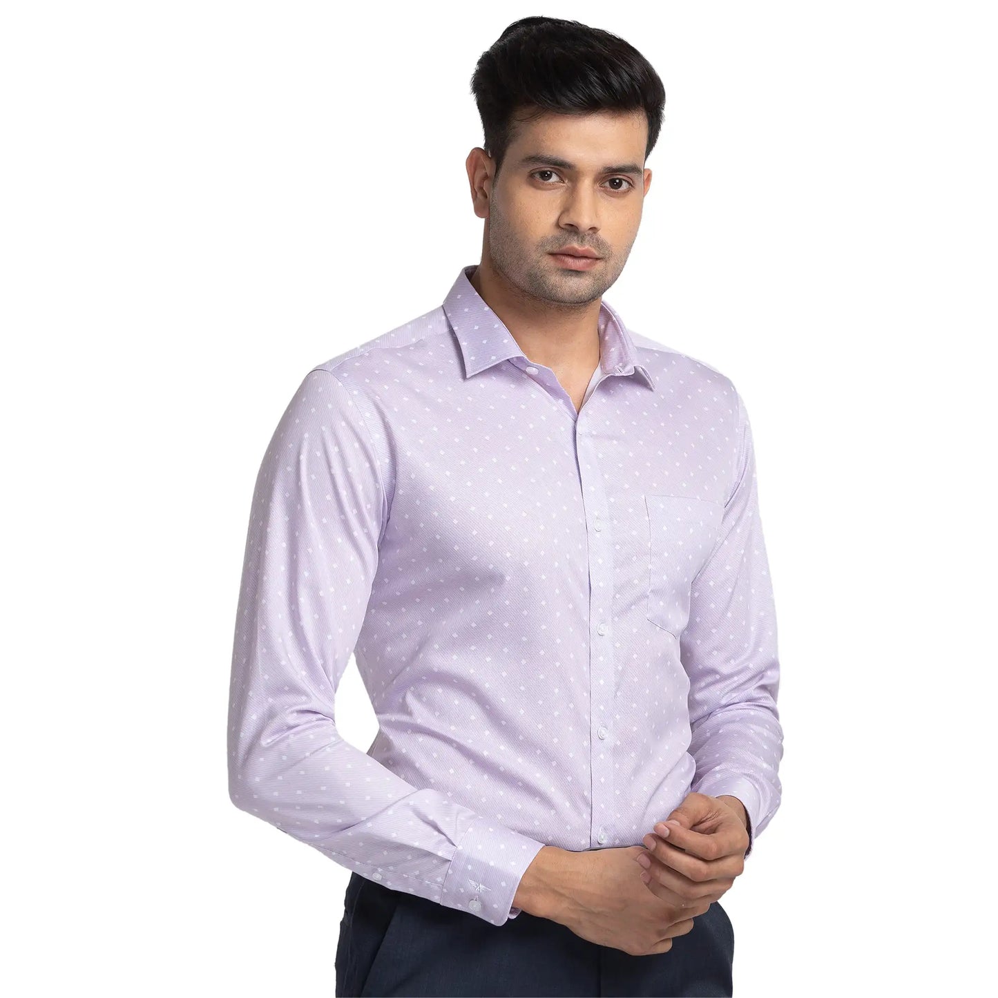 Park Avenue Men Violet Slim Fit Printed Cotton Formal Shirt