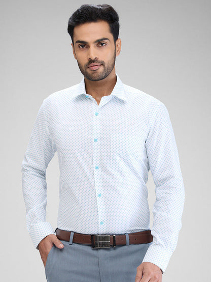 Park Avenue Blue Printed Slim Fit Cotton Formal Shirt