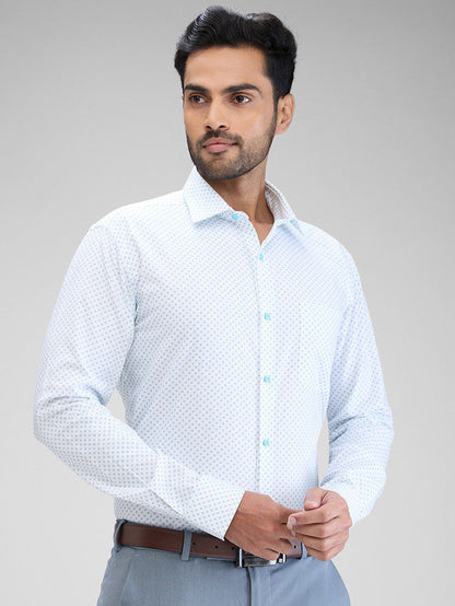Park Avenue Blue Printed Slim Fit Cotton Formal Shirt