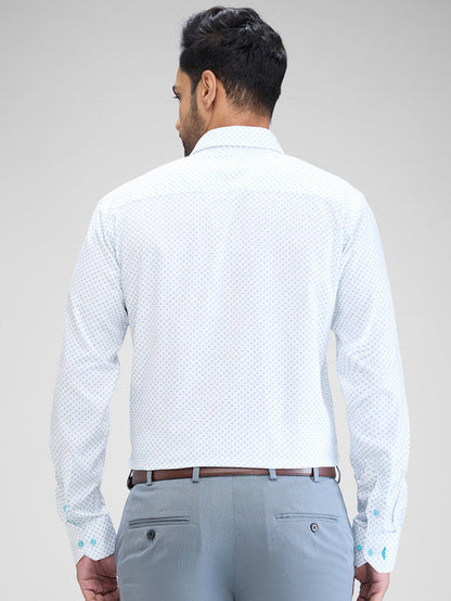 Park Avenue Blue Printed Slim Fit Cotton Formal Shirt