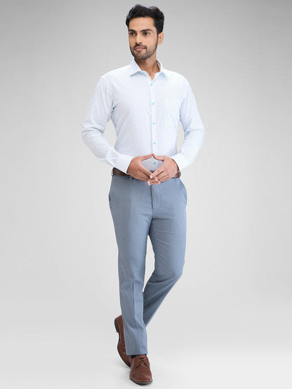 Park Avenue Blue Printed Slim Fit Cotton Formal Shirt