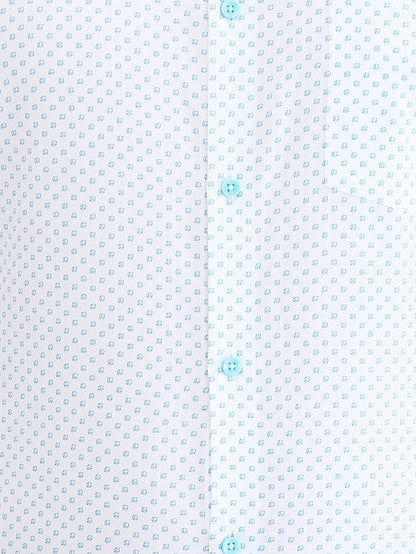 Park Avenue Blue Printed Slim Fit Cotton Formal Shirt