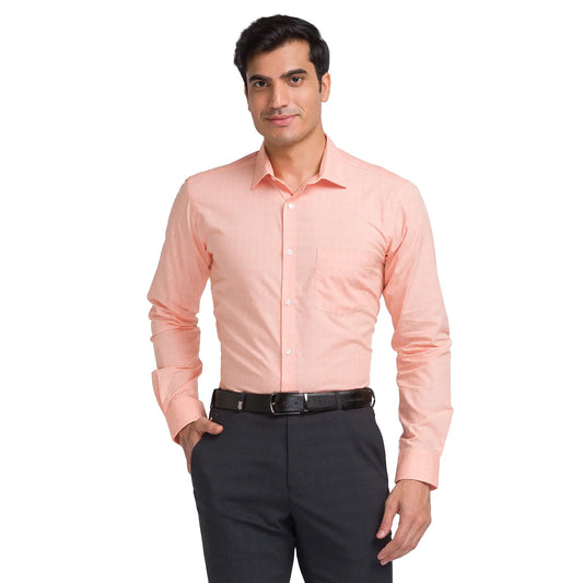 Men Orange Slim Fit Fil-A-Fil Cotton Shirts