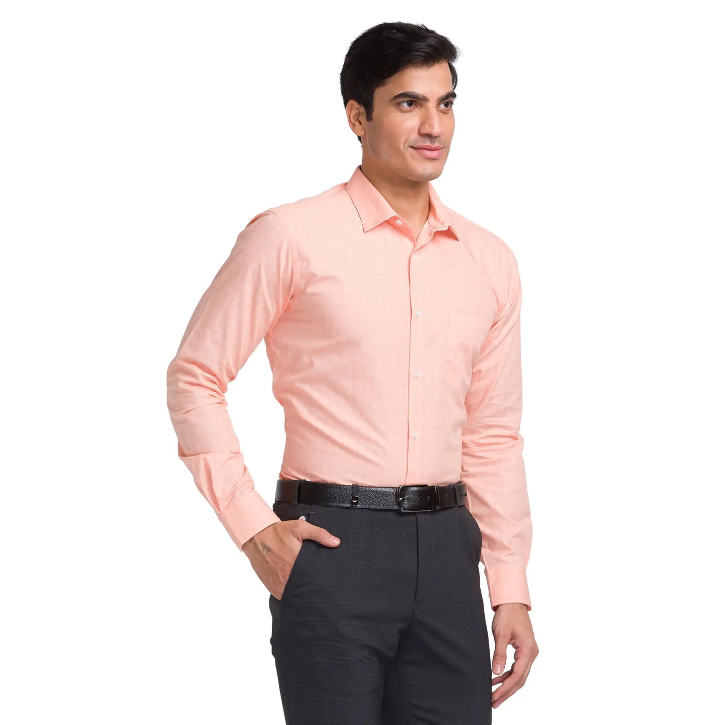 Men Orange Slim Fit Fil-A-Fil Cotton Shirts