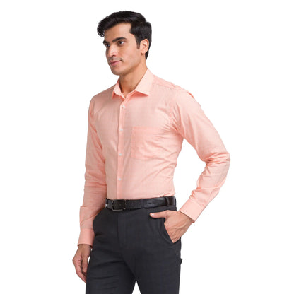 Men Orange Slim Fit Fil-A-Fil Cotton Shirts