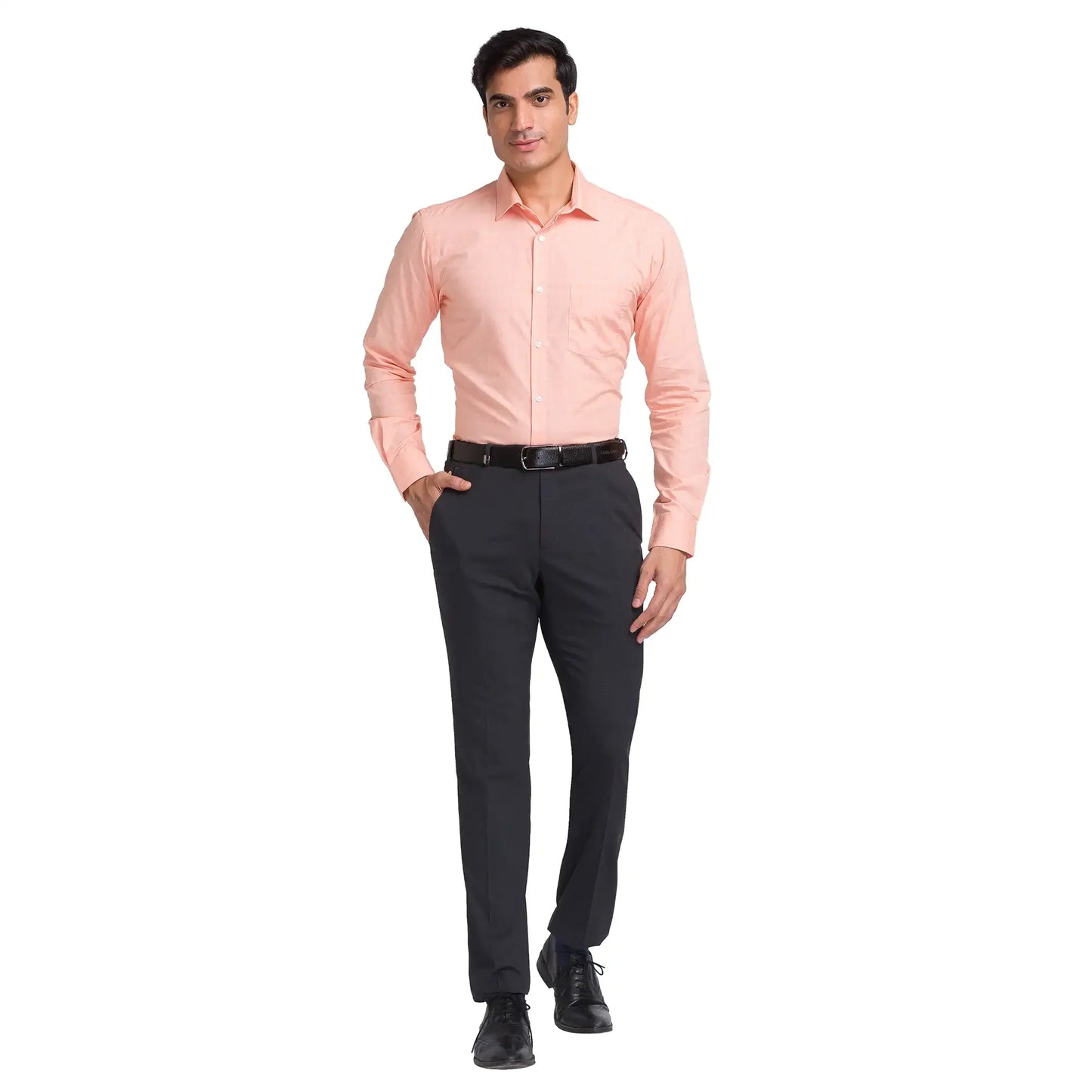 Men Orange Slim Fit Fil-A-Fil Cotton Shirts