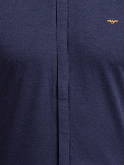 Park Avenue Men Blue Solid Slim Fit Full Sleeve Narrow Collar Shirt