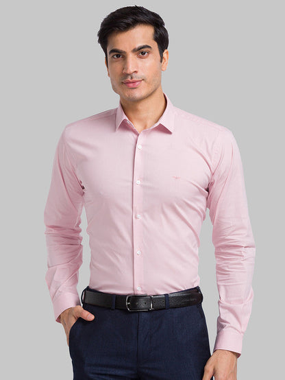 Park Avenue Men Pink Solid Slim Fit Cotton Blend Formal Shirt