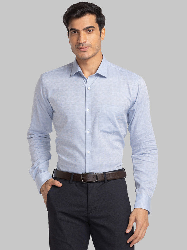 Park Avenue Blue Structure Slim Fit Cotton Formal Shirt