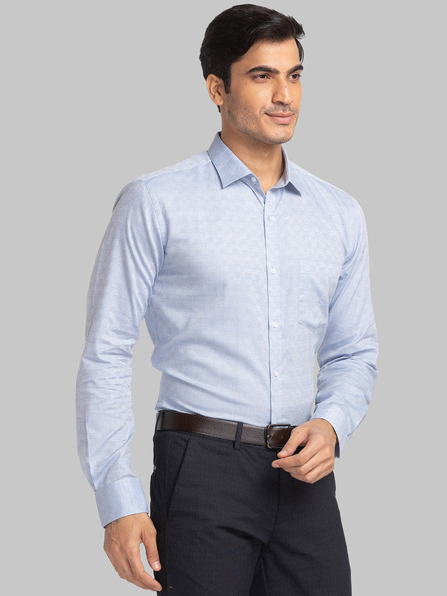 Park Avenue Blue Structure Slim Fit Cotton Formal Shirt