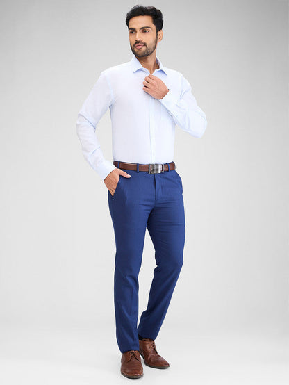 Park Avenue Blue Structure Slim Fit Cotton Formal Shirt