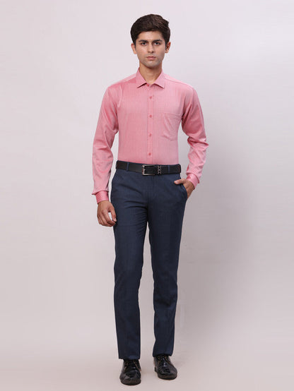 Park Avenue Red Structure Slim Fit Full Sleeve Cotton Shirt