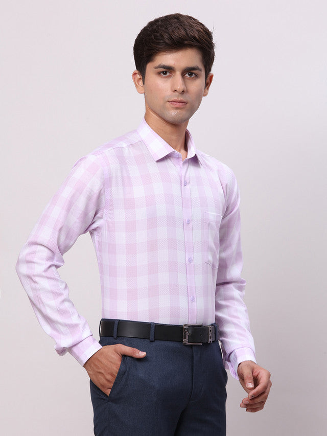Park Avenue Purple Checks Slim Fit Full Sleeve Cotton Shirt
