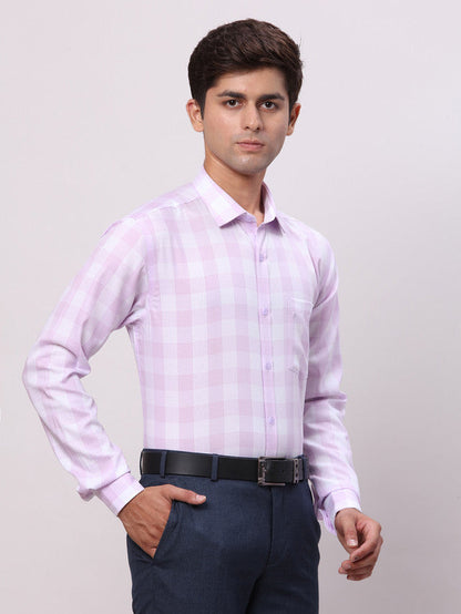 Park Avenue Purple Checks Slim Fit Full Sleeve Cotton Shirt